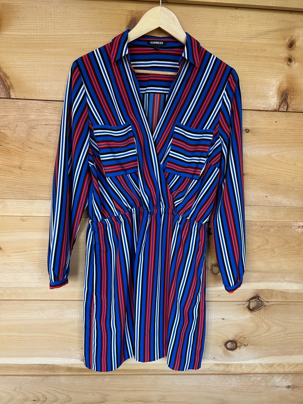 Express large shirt dress in stripes